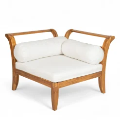 Walker Edison | Acacia Wood Outdoor Modular 6 Piece Sectional Sofa Set