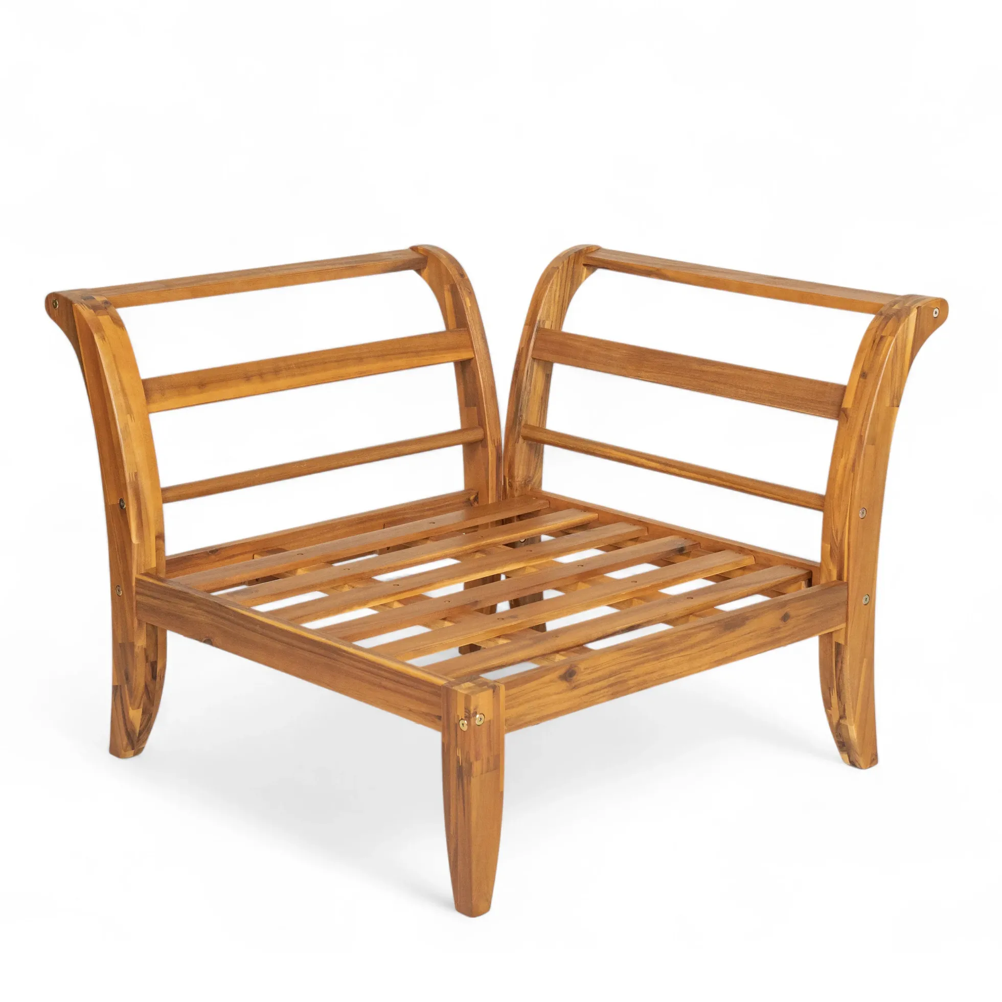Walker Edison | Acacia Wood Outdoor Modular 6 Piece Sectional Sofa Set