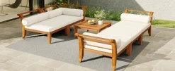 Walker Edison | Acacia Wood Outdoor Modular 6 Piece Sectional Sofa Set