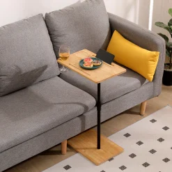Walker Edison | Bamboo 360 Swivel Sofa Tray Table