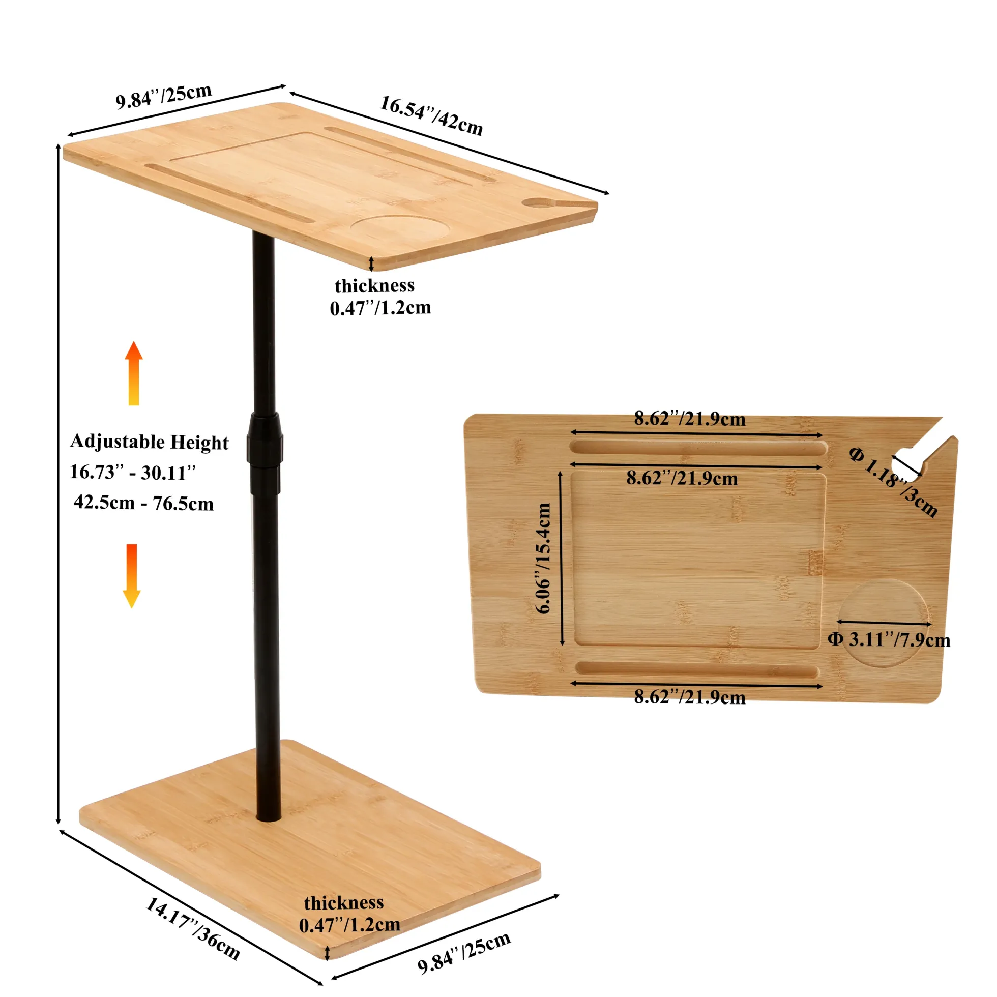 Walker Edison | Bamboo 360 Swivel Sofa Tray Table
