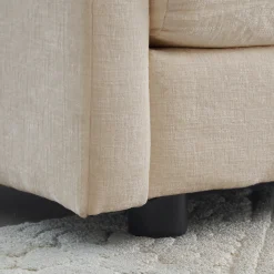 Walker Edison | Beige Chenille Cloud Accent Chair with Ottoman Set