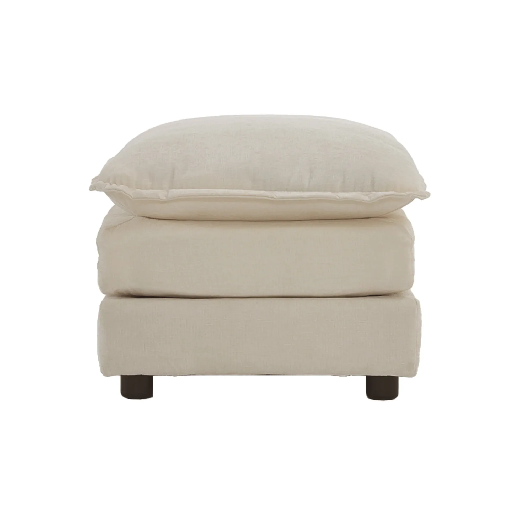 Walker Edison | Beige Chenille Cloud Accent Chair with Ottoman Set