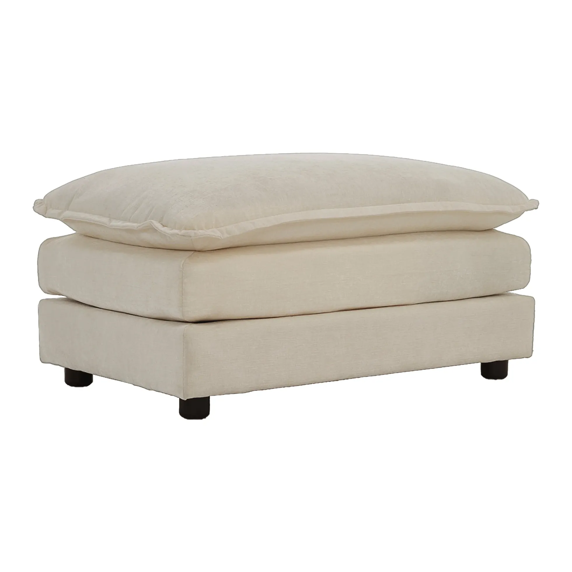 Walker Edison | Beige Chenille Cloud Accent Chair with Ottoman Set