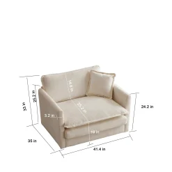 Walker Edison | Beige Chenille Cloud Accent Chair with Ottoman Set