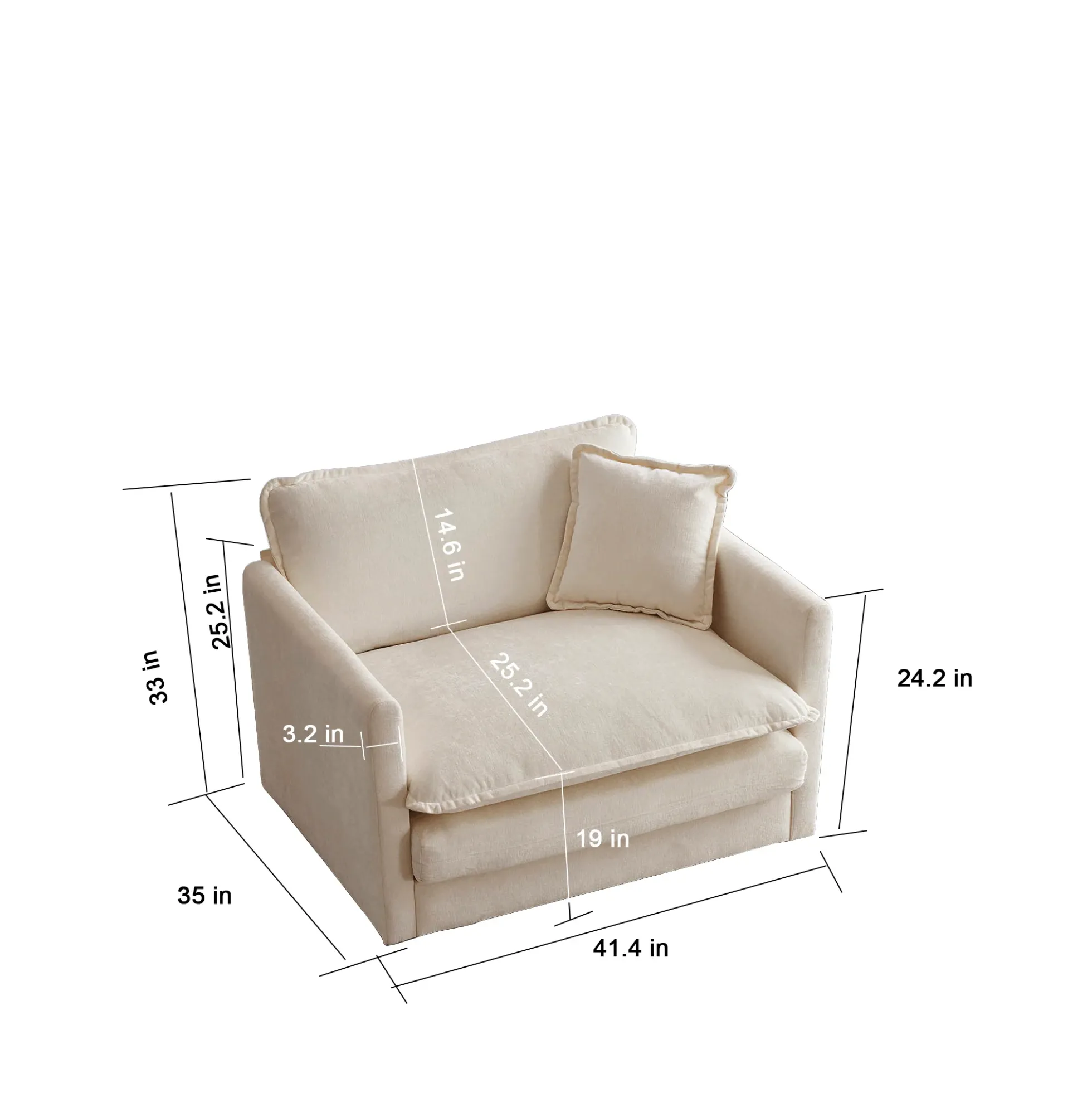 Walker Edison | Beige Chenille Cloud Accent Chair with Ottoman Set