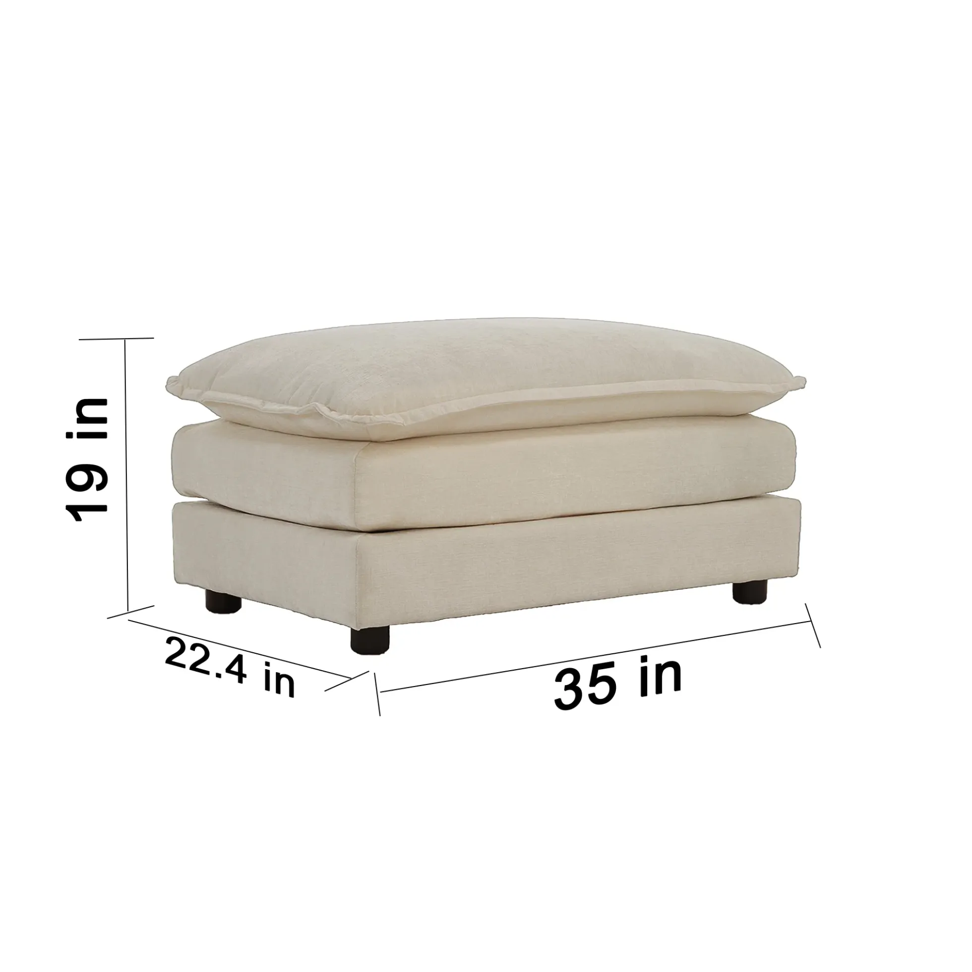 Walker Edison | Beige Chenille Cloud Accent Chair with Ottoman Set