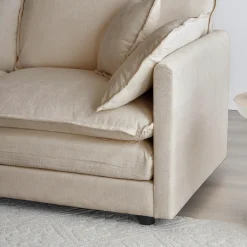 Walker Edison | Beige Chenille Cloud Accent Chair with Ottoman Set