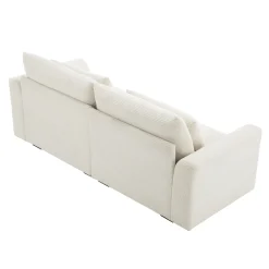 Walker Edison | Beige Corduroy Deep Seat Loveseat Couch