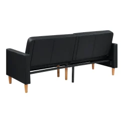 Walker Edison | Black Faux Leather Comfort Sleeper Sofa