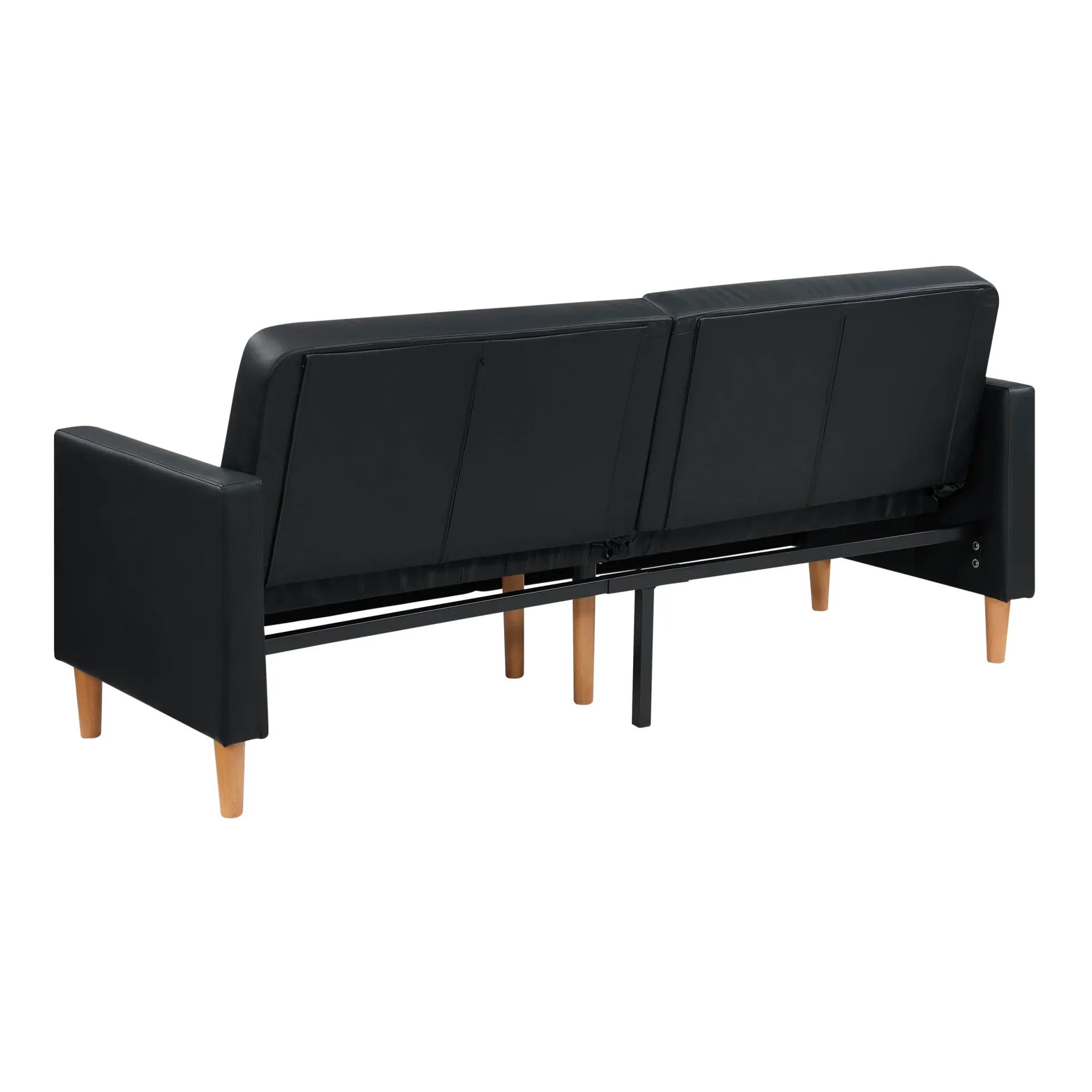 Walker Edison | Black Faux Leather Comfort Sleeper Sofa