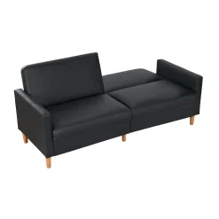 Walker Edison | Black Faux Leather Comfort Sleeper Sofa