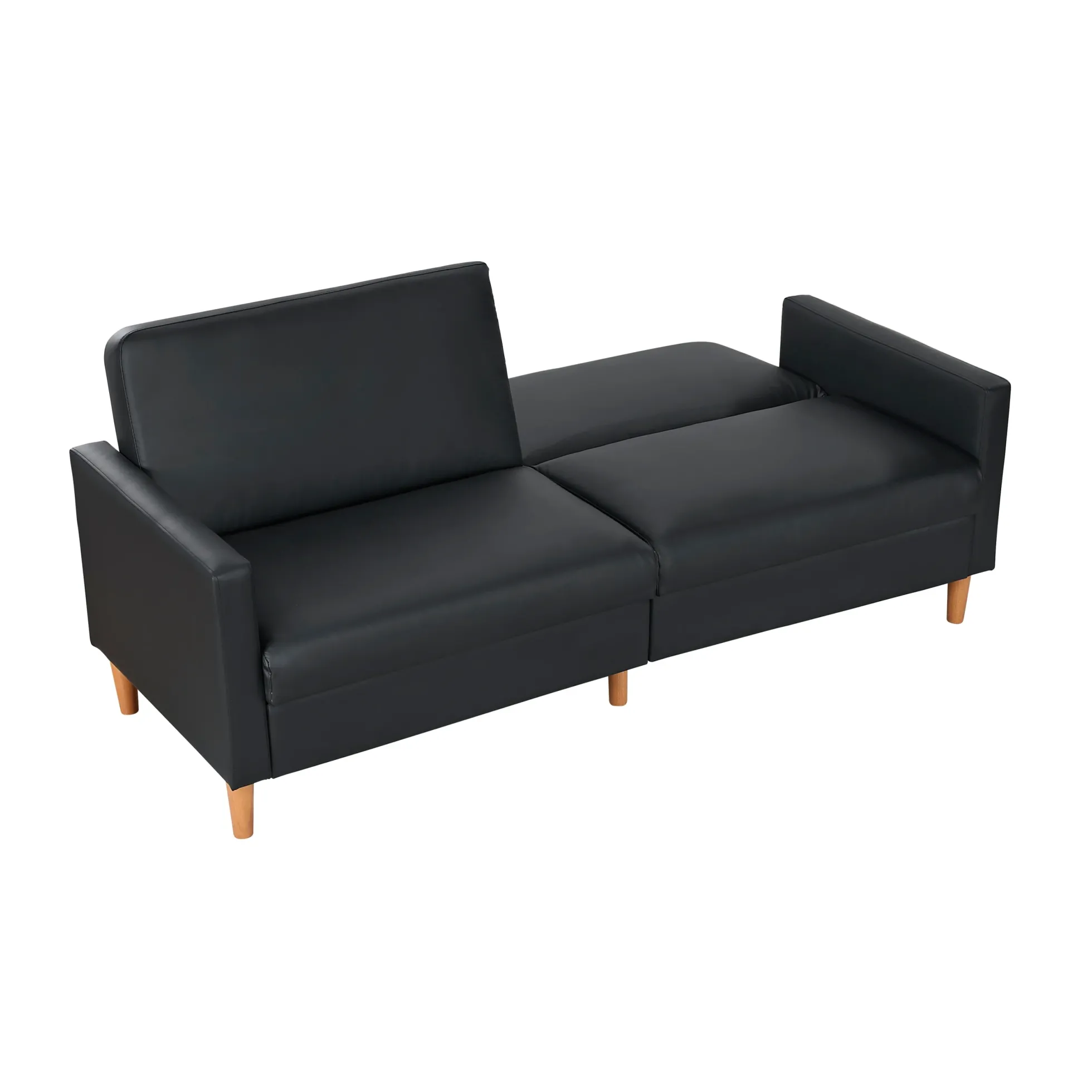 Walker Edison | Black Faux Leather Comfort Sleeper Sofa