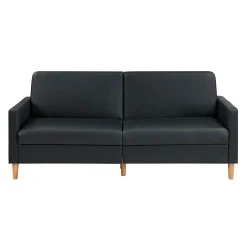 Walker Edison | Black Faux Leather Comfort Sleeper Sofa