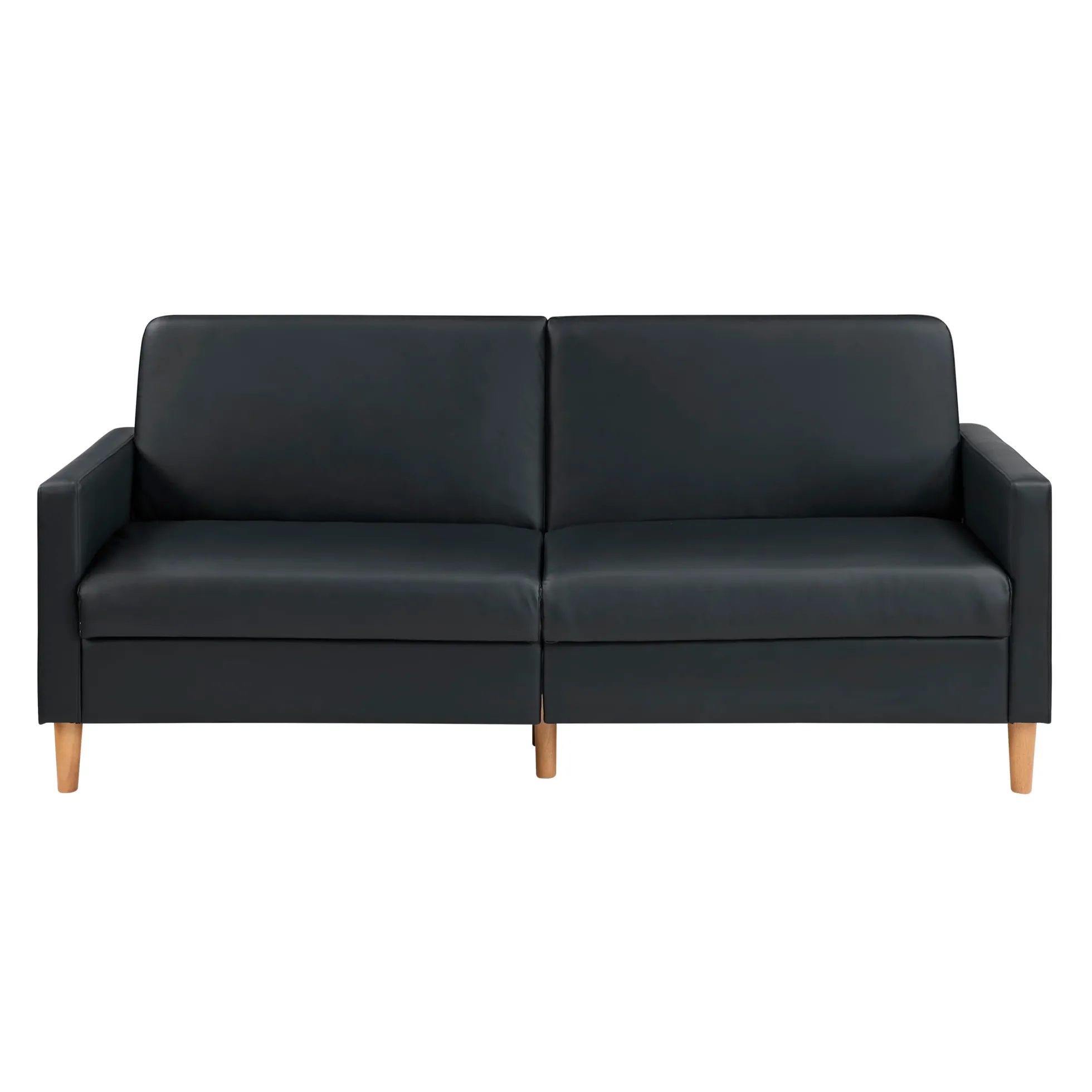 Walker Edison | Black Faux Leather Comfort Sleeper Sofa