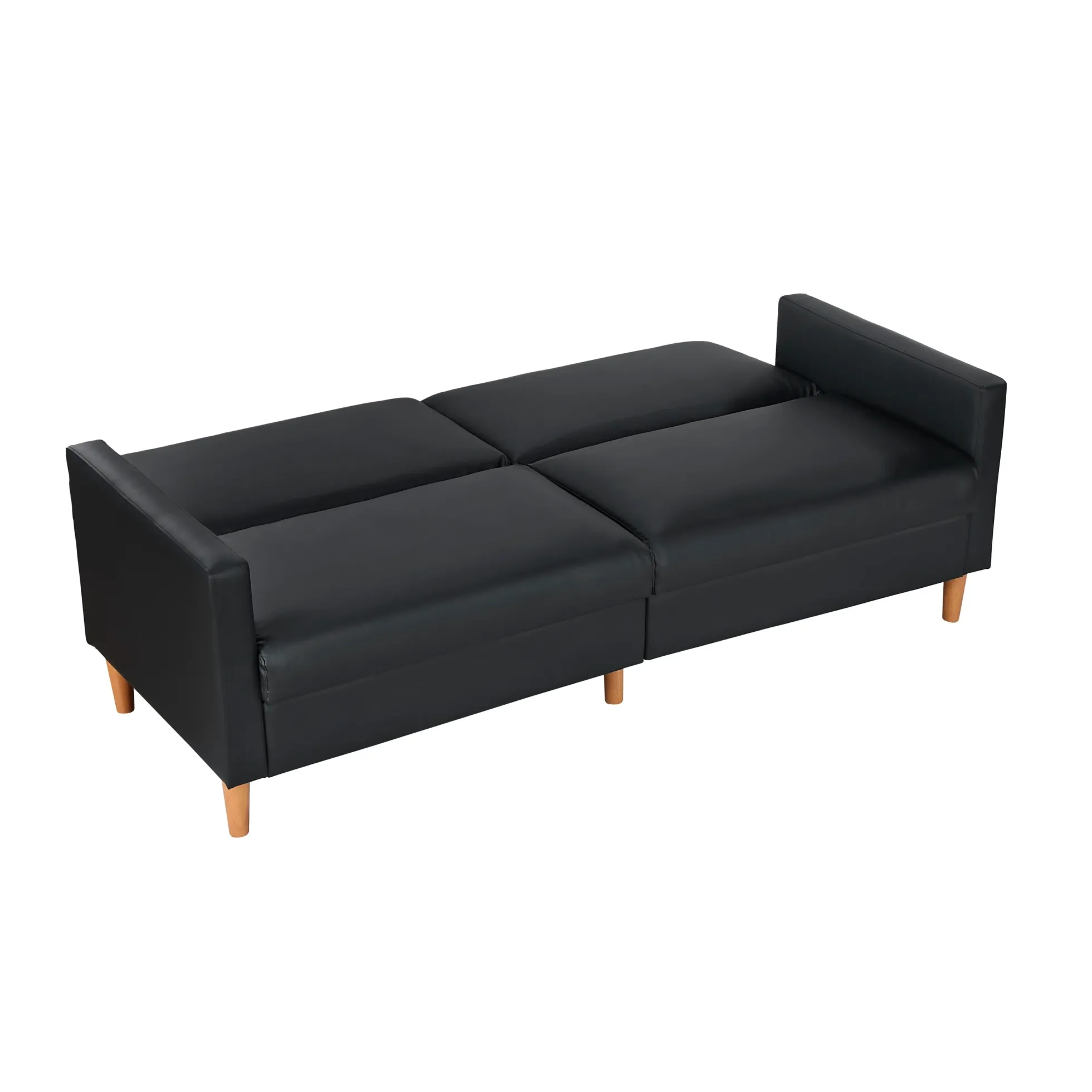 Walker Edison | Black Faux Leather Comfort Sleeper Sofa