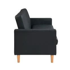 Walker Edison | Black Faux Leather Comfort Sleeper Sofa