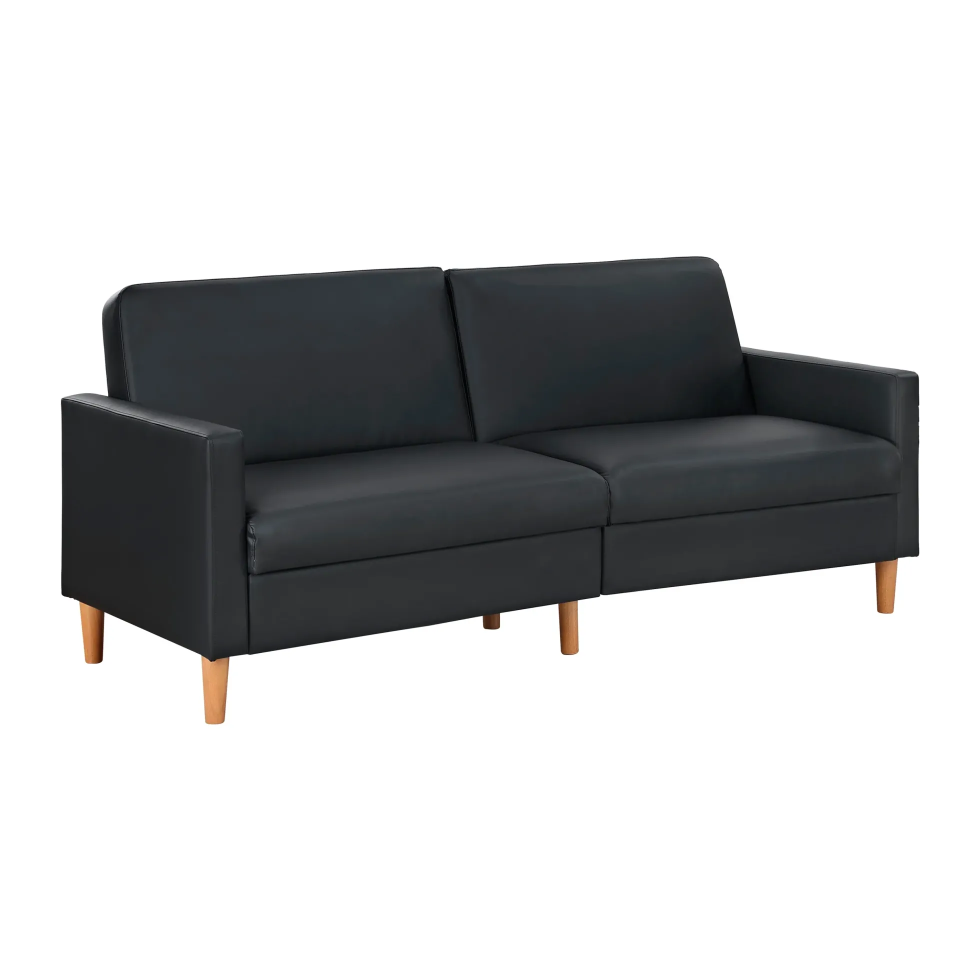 Walker Edison | Black Faux Leather Comfort Sleeper Sofa