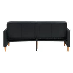 Walker Edison | Black Faux Leather Comfort Sleeper Sofa