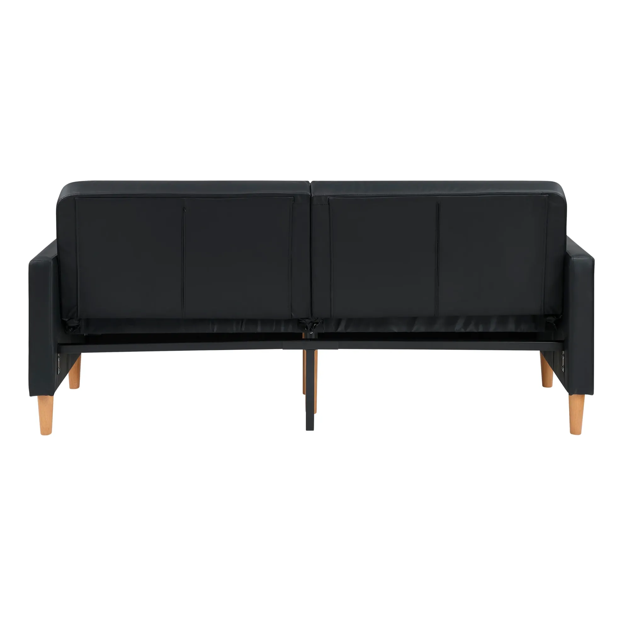 Walker Edison | Black Faux Leather Comfort Sleeper Sofa