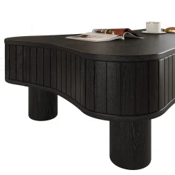 Walker Edison | Black Reeded Curve Design Lift Top Coffee Table and Desk