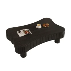 Walker Edison | Black Reeded Curve Design Lift Top Coffee Table and Desk