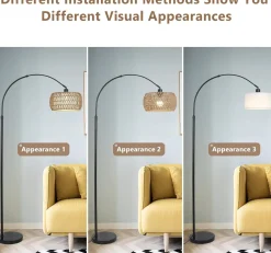 Walker Edison | Boho Arc Floor Lamps for Living Room with 3 Color Temperatures
