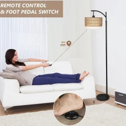 Walker Edison | Boho Arc Floor Lamp for Living Room with 3 Color Temperatures