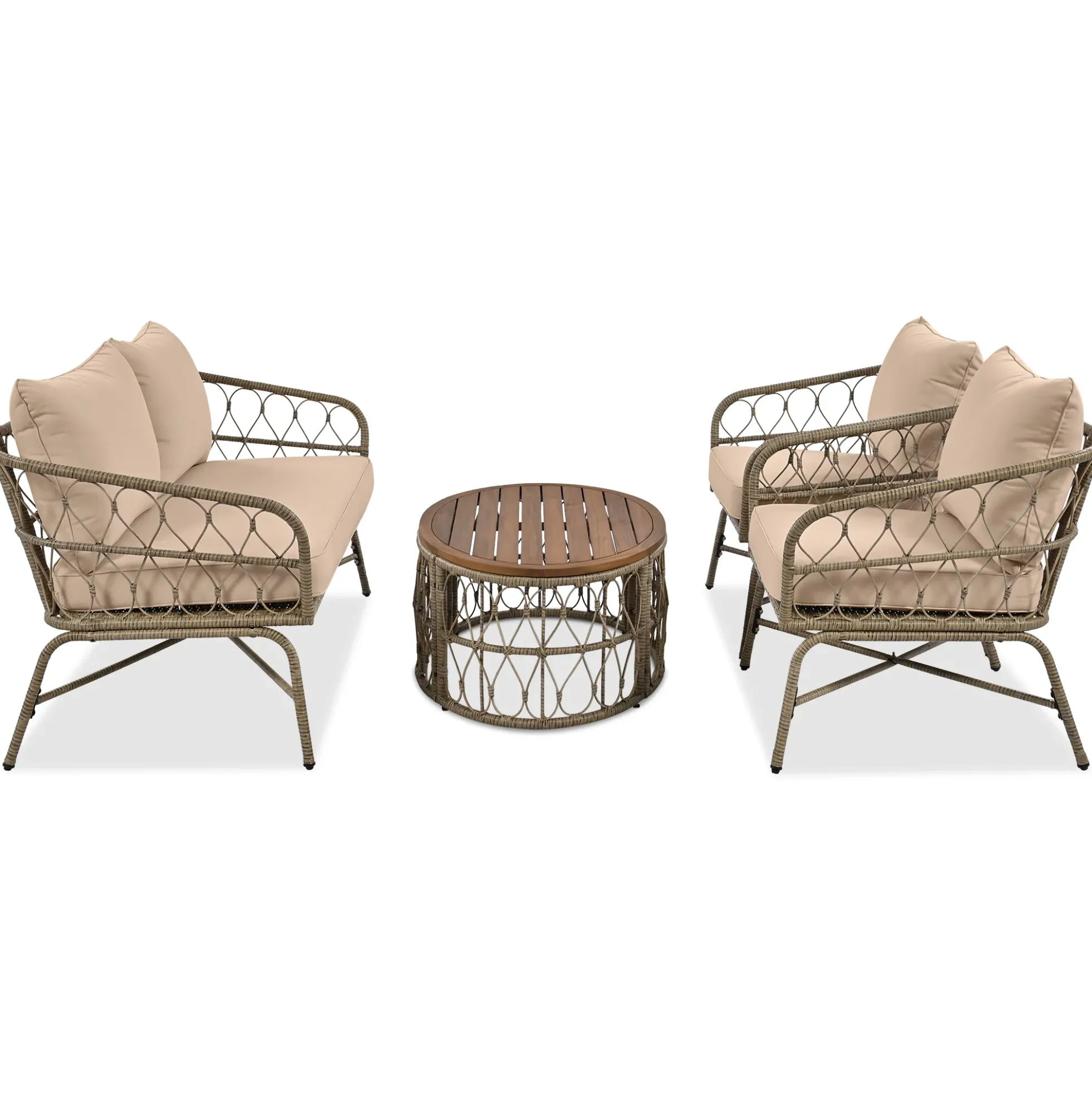 Walker Edison | Boho 4-Piece Outdoor Patio Sofa Set