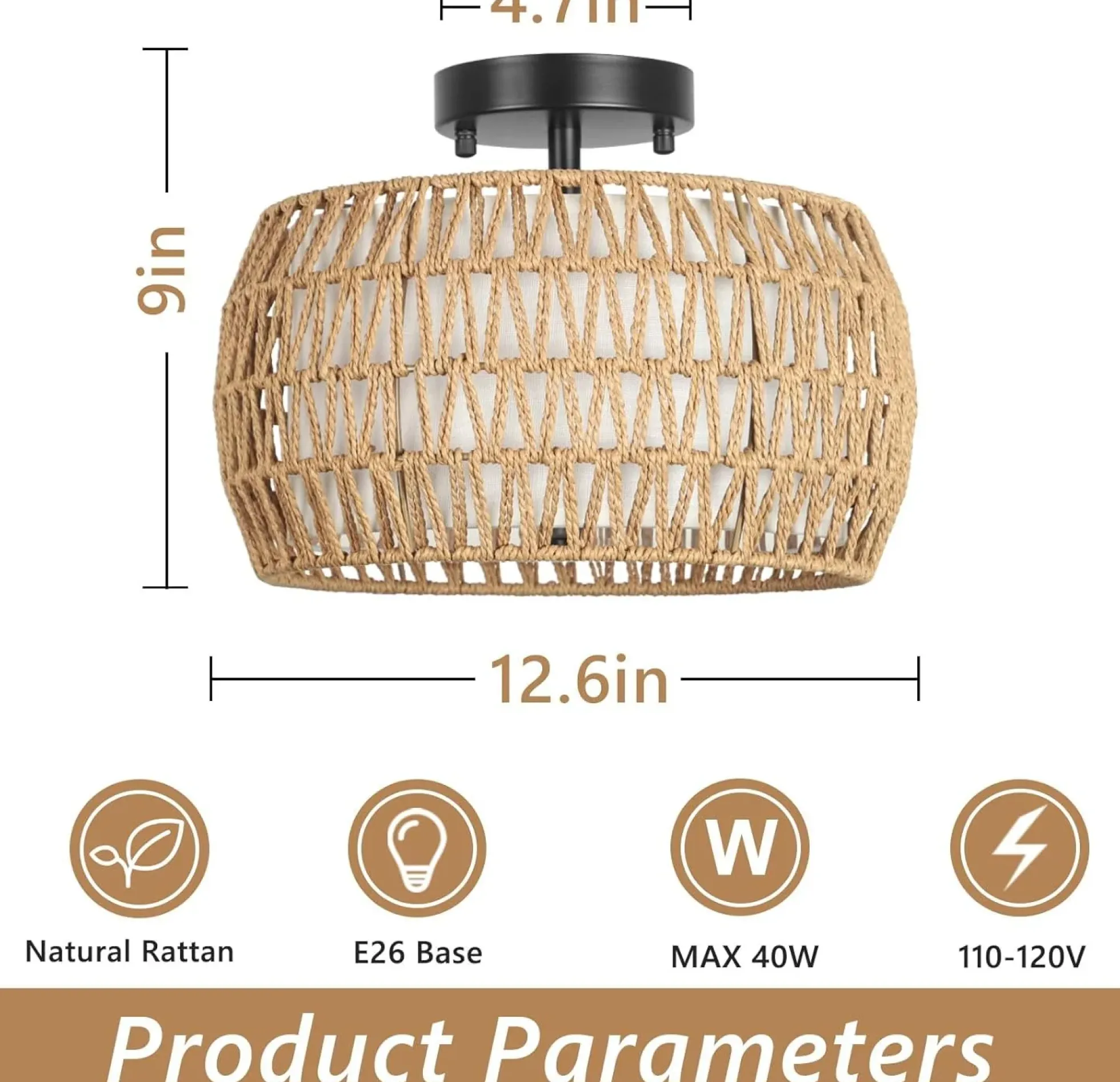 Walker Edison | Boho Rattan Flush Mount Ceiling Light