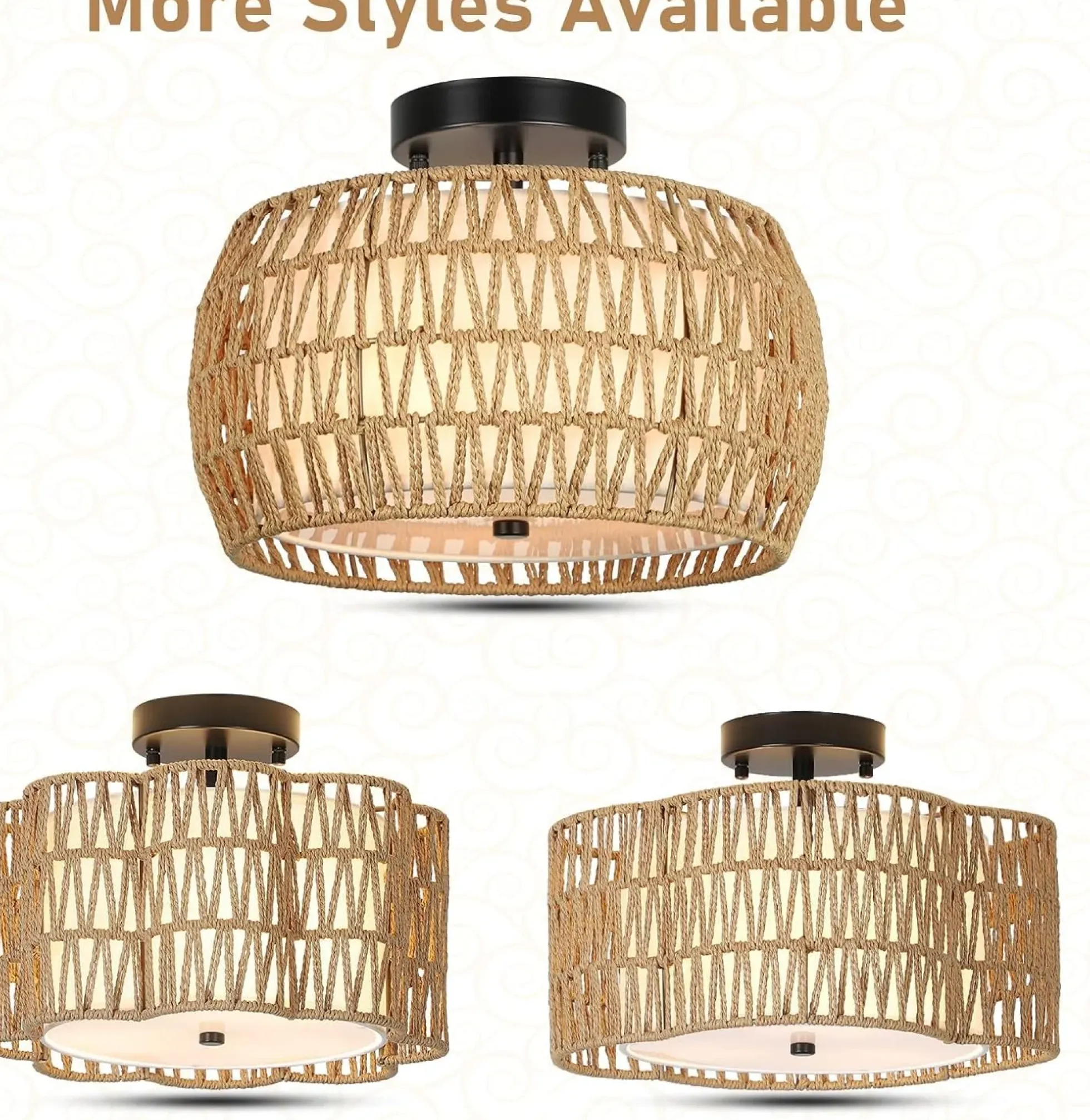 Walker Edison | Boho Rattan Flush Mount Ceiling Light