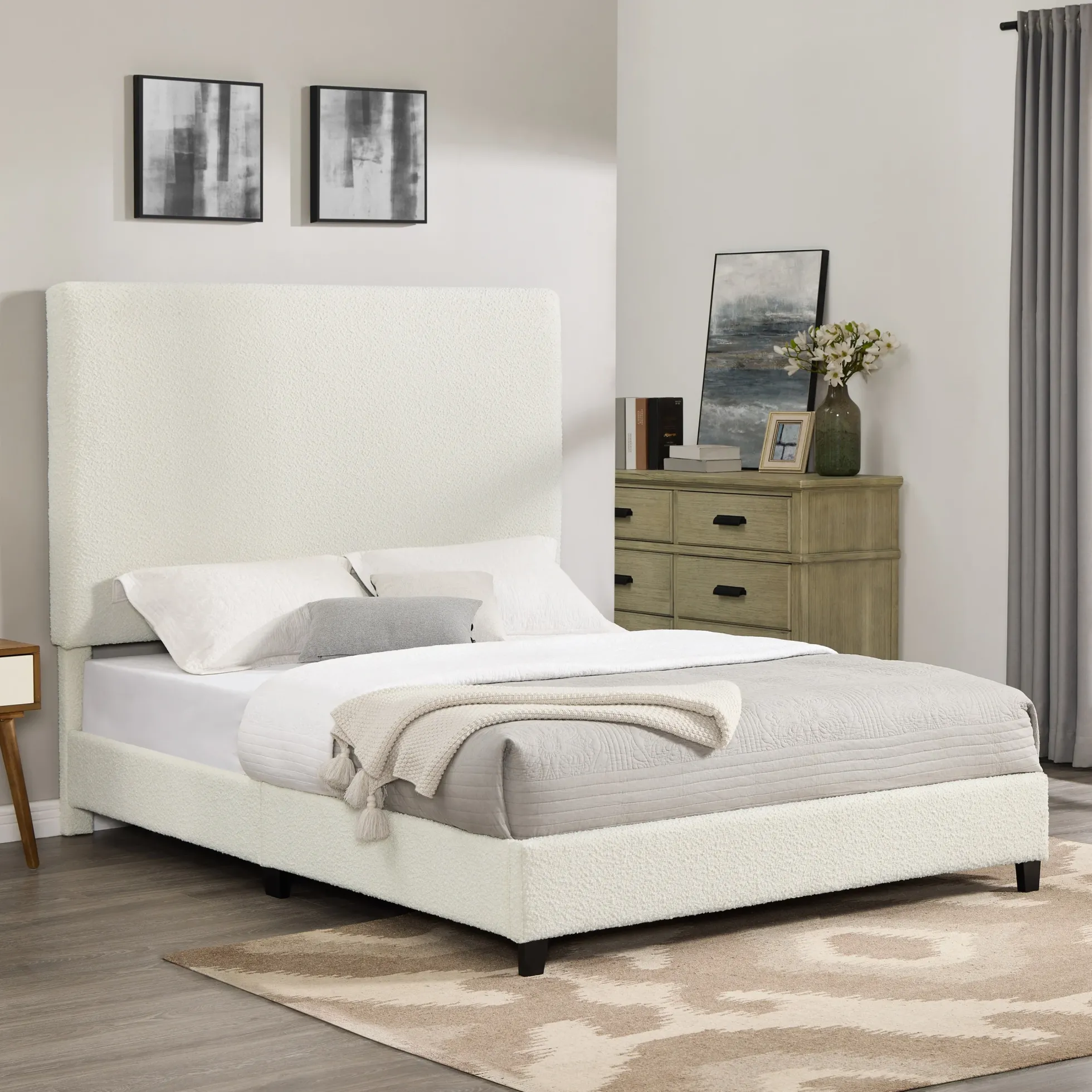 Walker Edison | Boucle Upholstered Platform Bed