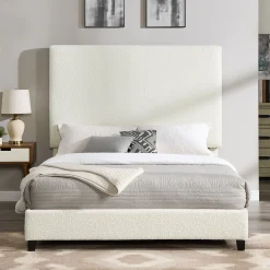 Walker Edison | Boucle Upholstered Platform Bed