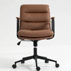 Walker Edison | Brown Ergonomic Faux Leather Desk Rolling Swivel Chair