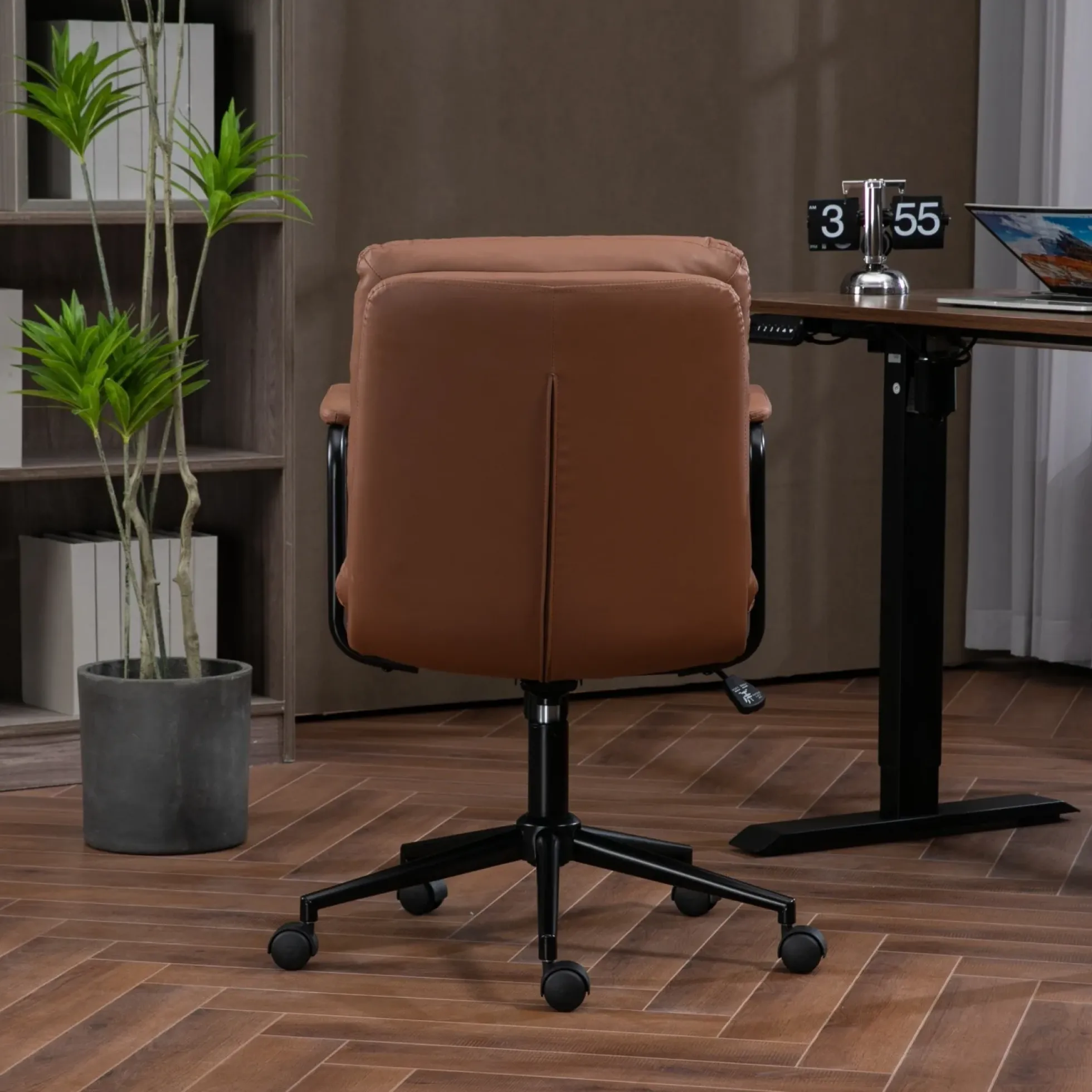 Walker Edison | Brown Ergonomic Faux Leather Desk Rolling Swivel Chair