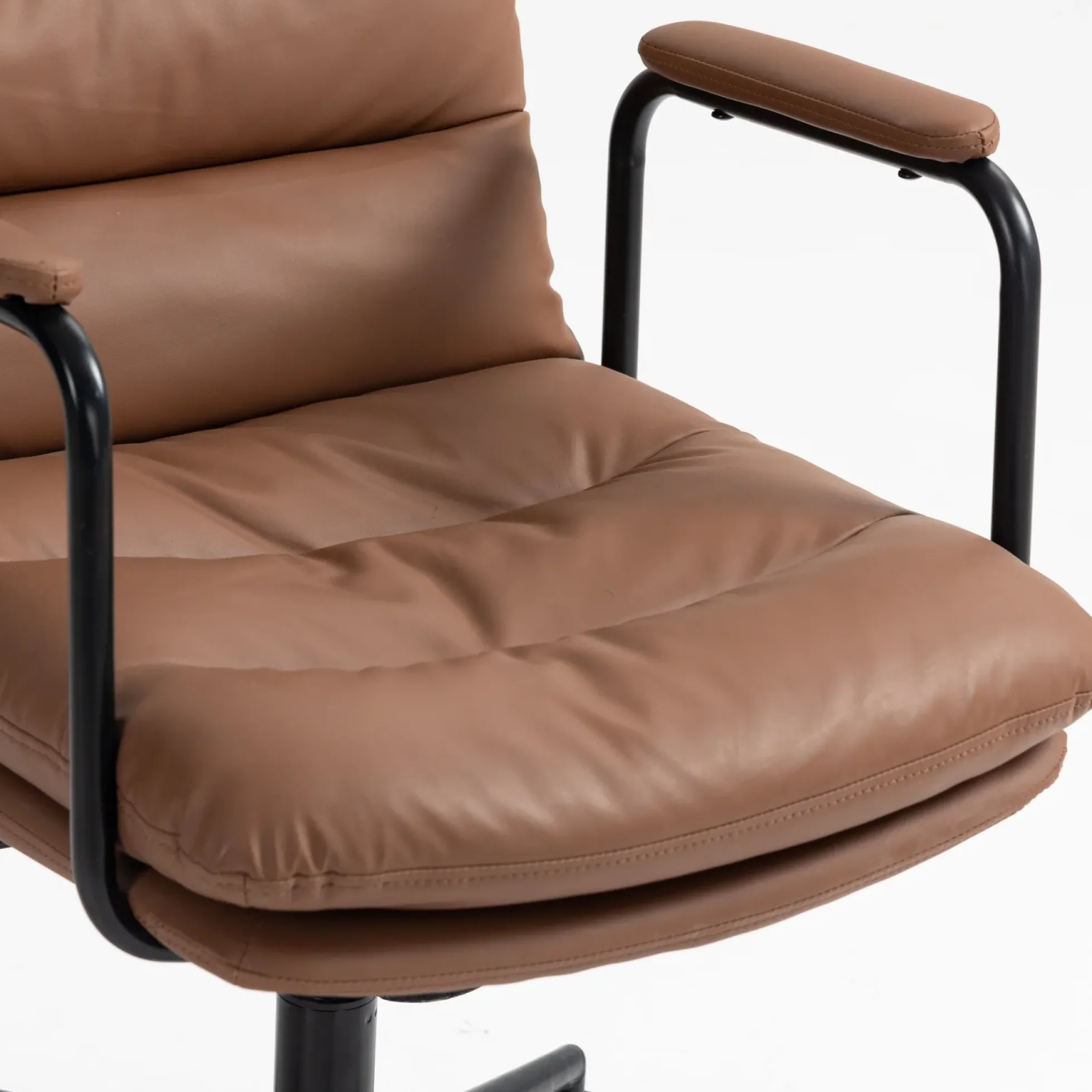 Walker Edison | Brown Ergonomic Faux Leather Desk Rolling Swivel Chair