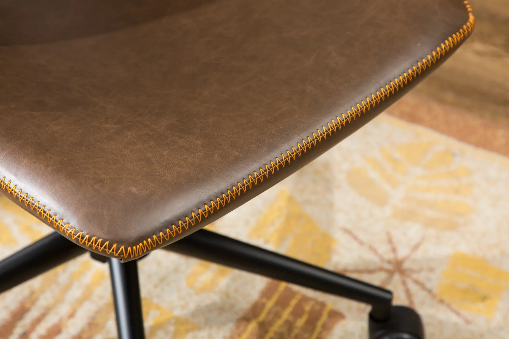 Walker Edison | Cesena Faux Leather 360 Swivel Air Lift Office Chair, Antique Brown
