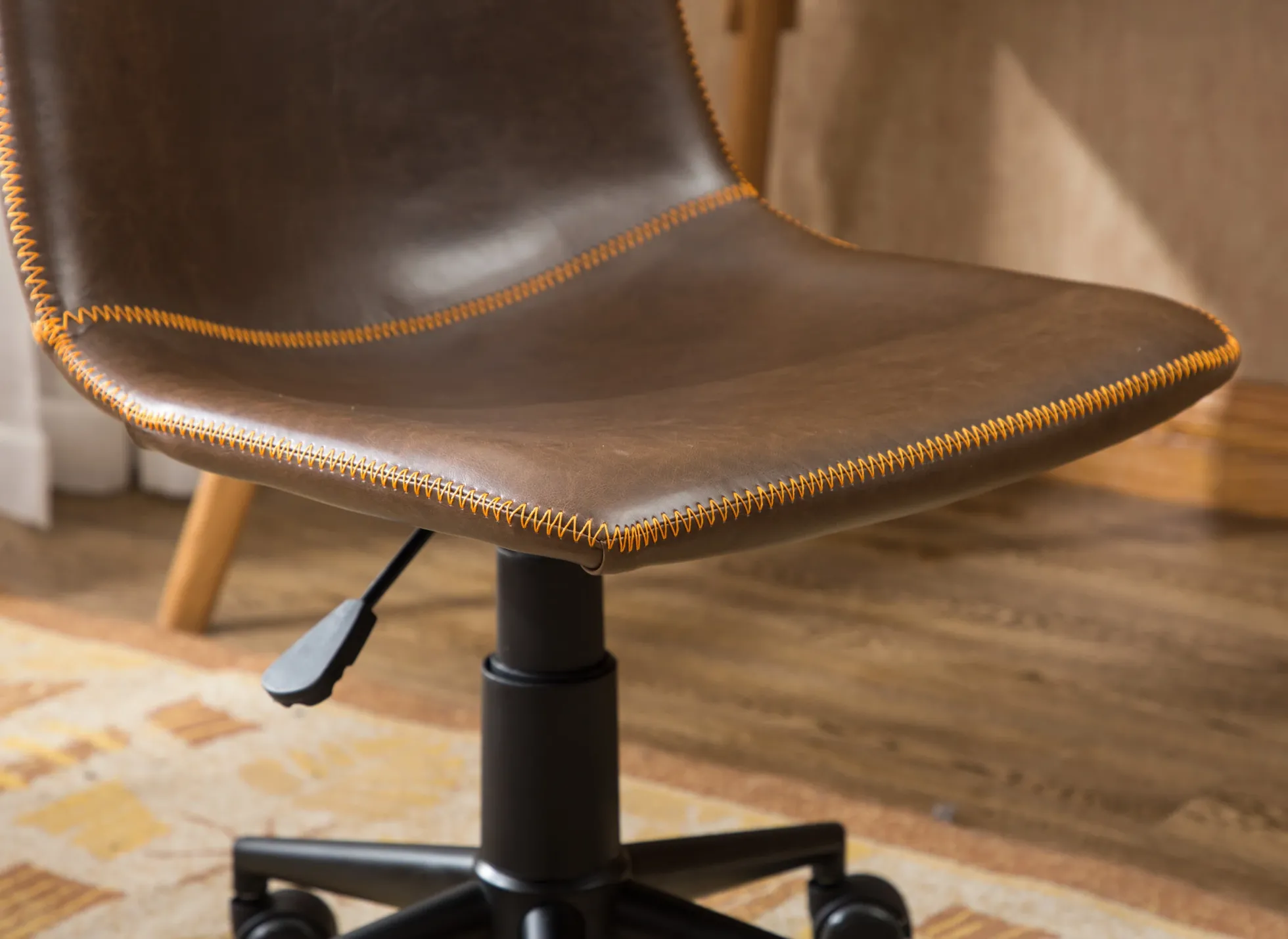 Walker Edison | Cesena Faux Leather 360 Swivel Air Lift Office Chair, Antique Brown