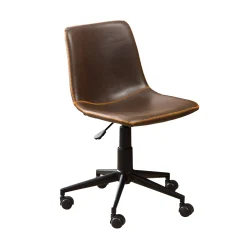 Walker Edison | Cesena Faux Leather 360 Swivel Air Lift Office Chair, Antique Brown