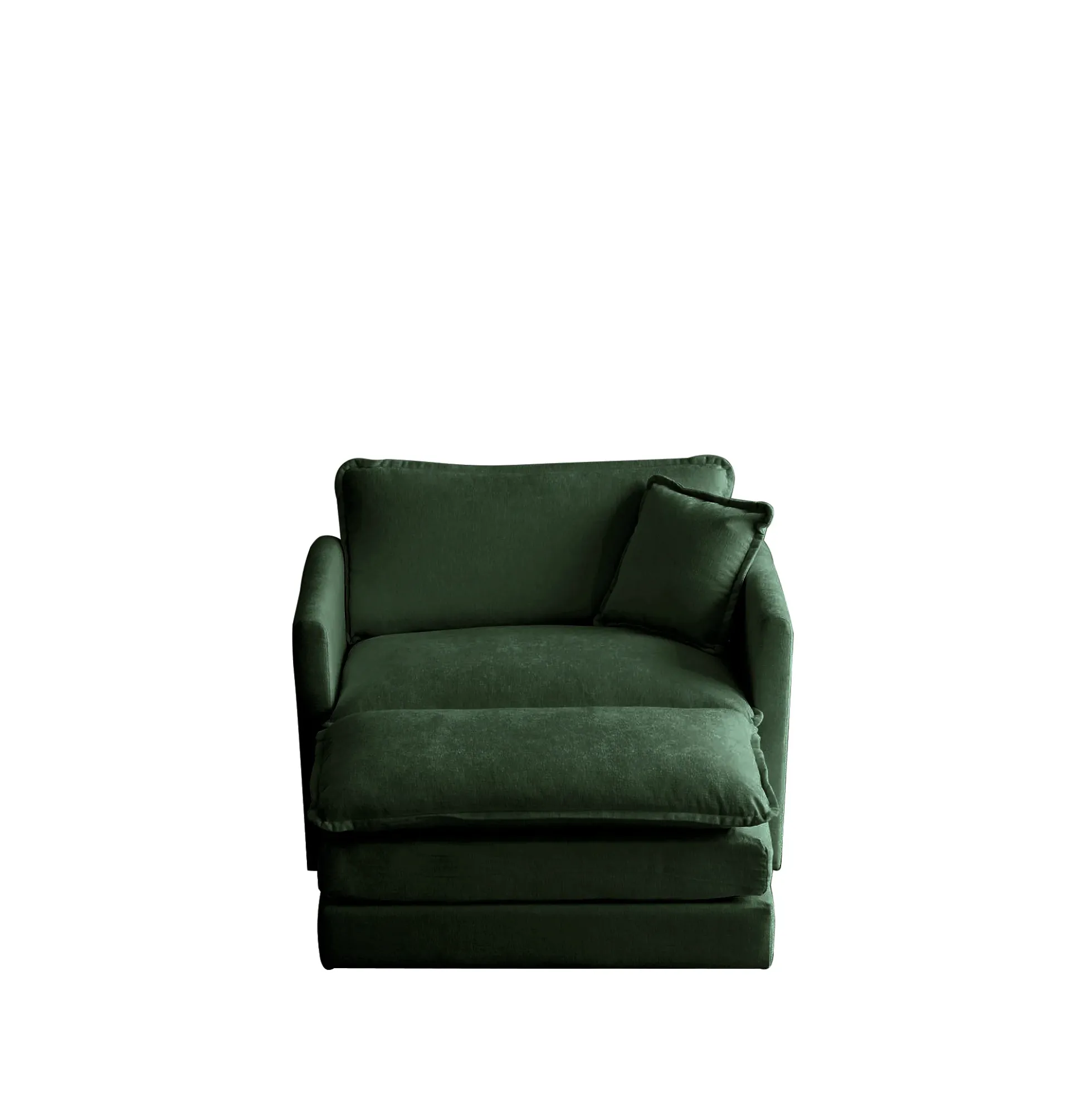Walker Edison | Chenille Cloud Accent Chair with Ottoman Set