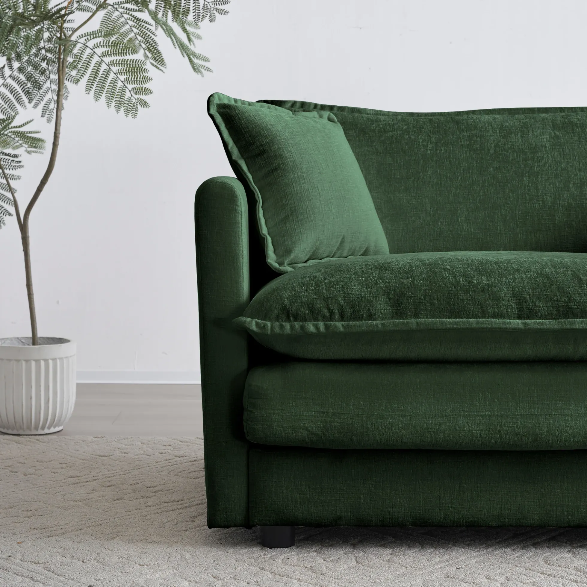 Walker Edison | Chenille Cloud Accent Chair with Ottoman Set
