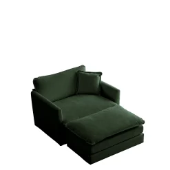 Walker Edison | Chenille Cloud Accent Chair with Ottoman Set