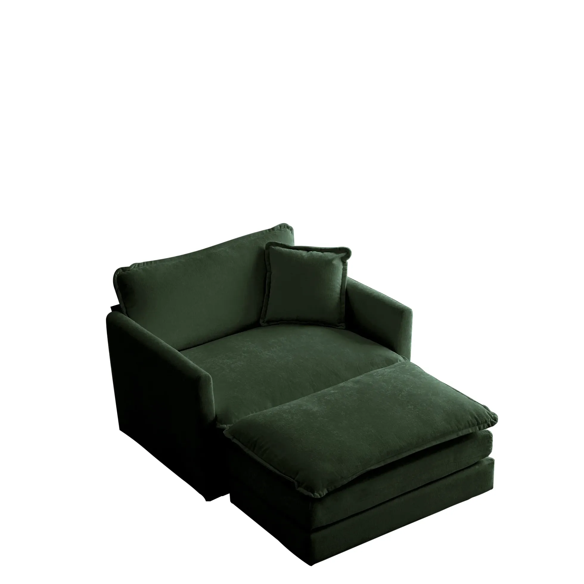 Walker Edison | Chenille Cloud Accent Chair with Ottoman Set