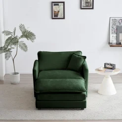 Walker Edison | Chenille Cloud Accent Chair with Ottoman Set