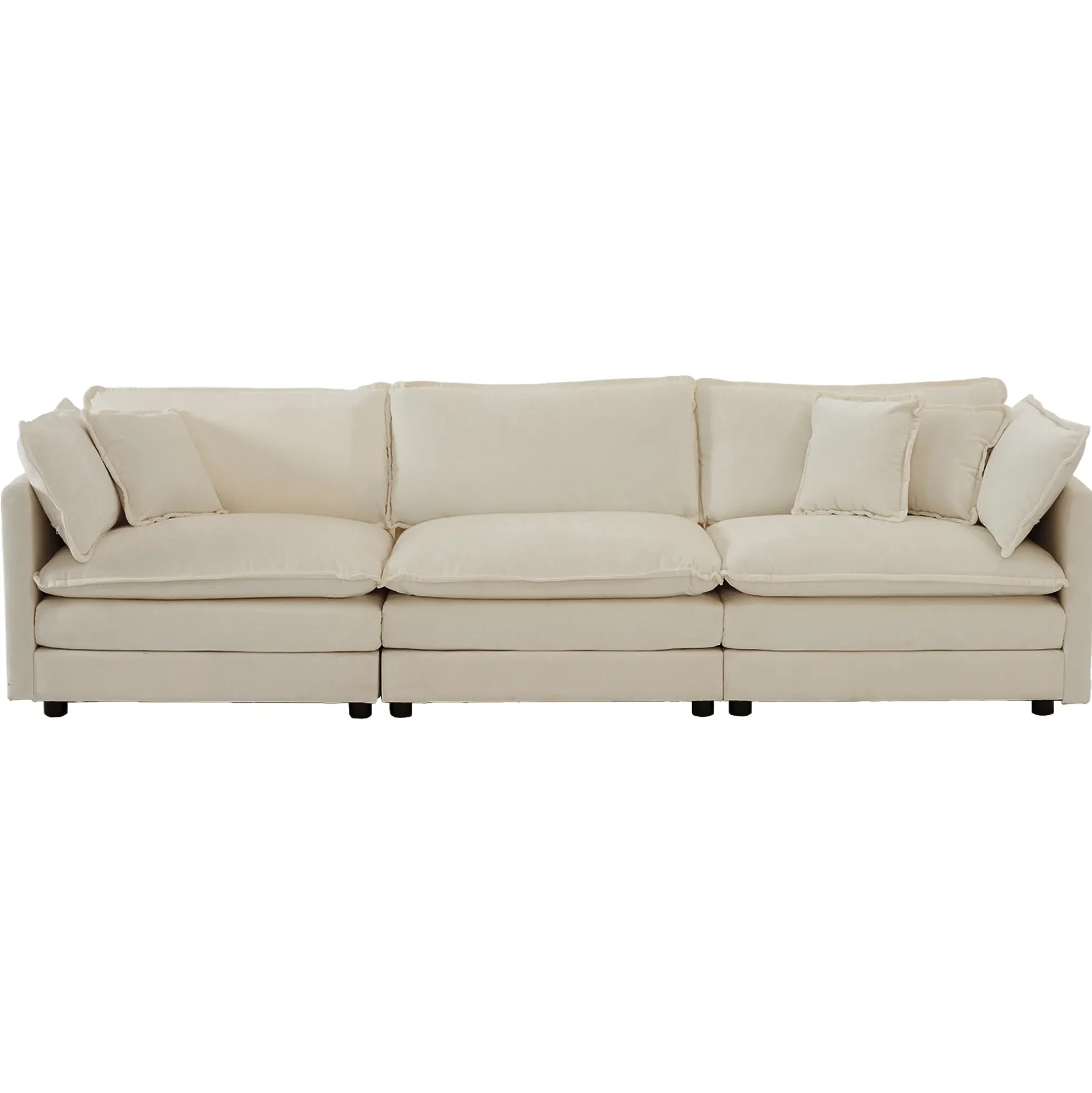 Walker Edison | Chenille Modular Cloud U-Shaped Sectional Sofa with Two Ottomans