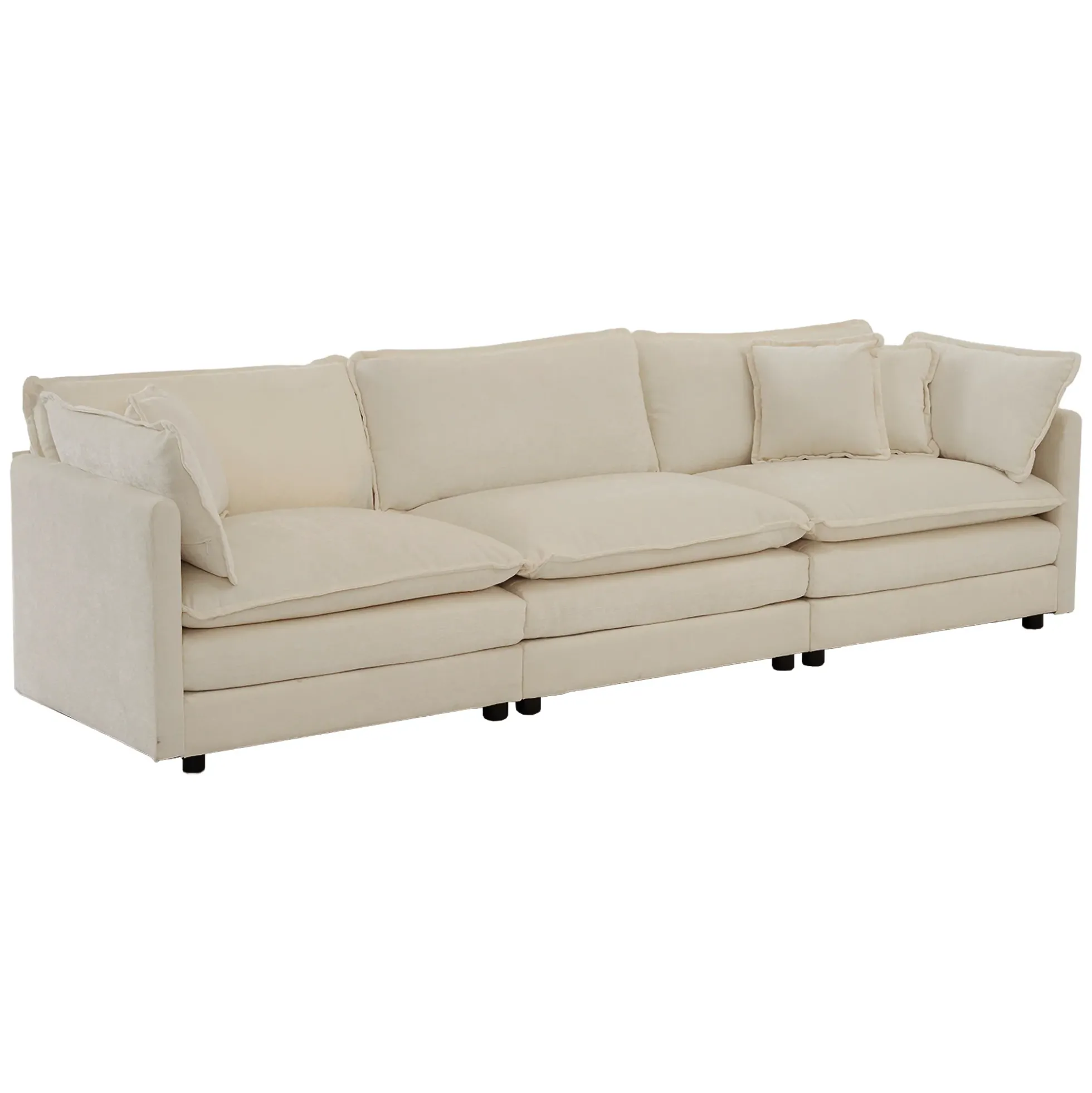 Walker Edison | Chenille Modular Cloud U-Shaped Sectional Sofa with Two Ottomans