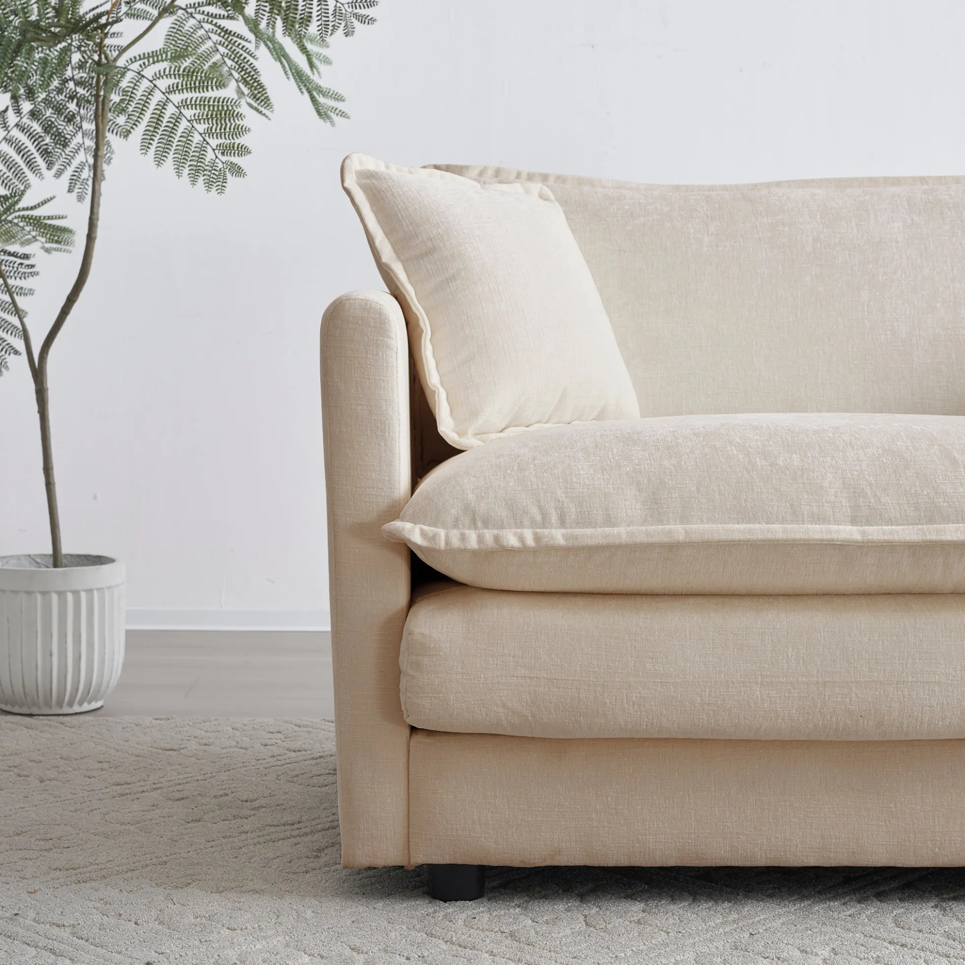 Walker Edison | Chenille Modular Cloud U-Shaped Sectional Sofa with Two Ottomans