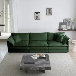 Walker Edison | Chenille Modular Cloud Couch with L-Shaped Sectional and Ottoman