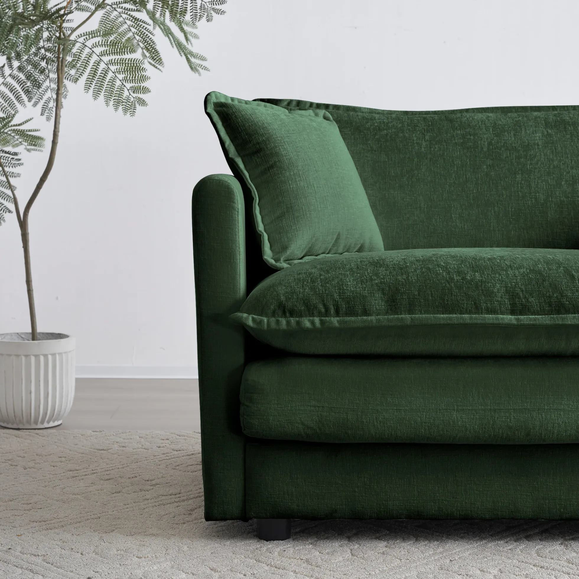 Walker Edison | Chenille Modular Cloud Couch with L-Shaped Sectional and Ottoman