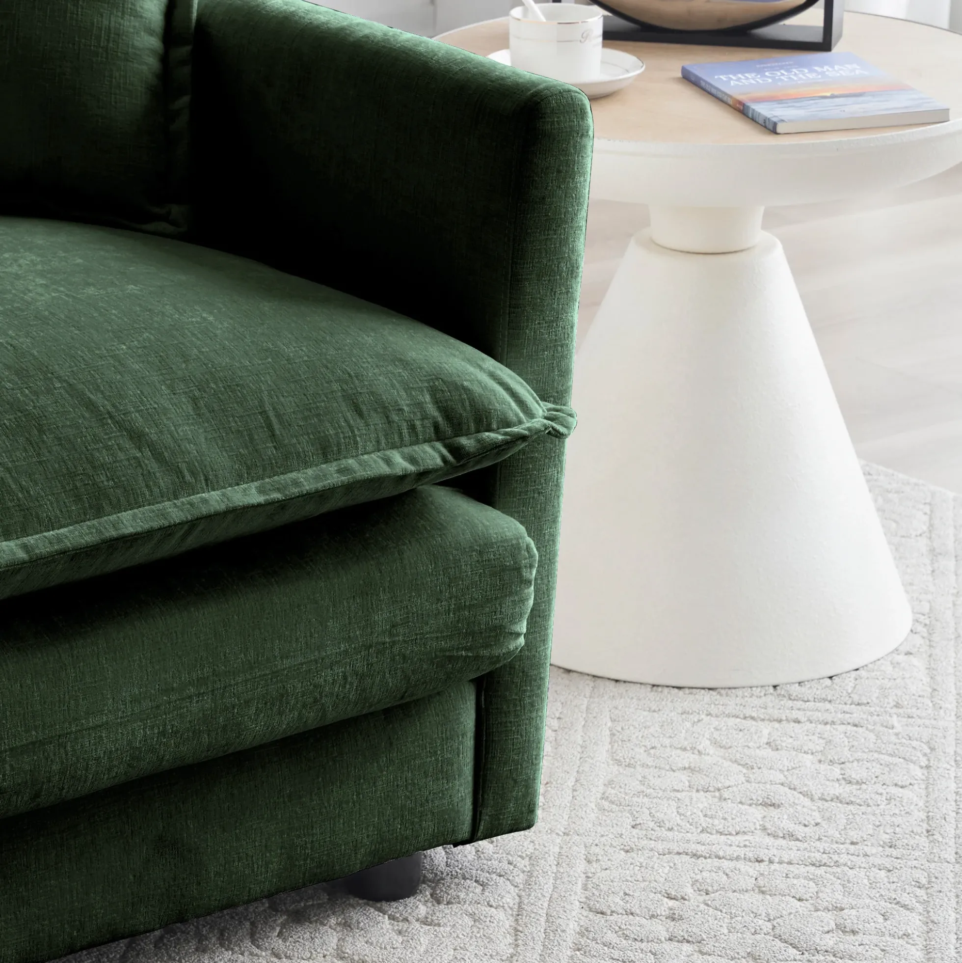 Walker Edison | Chenille Modular Cloud Couch with L-Shaped Sectional and Ottoman